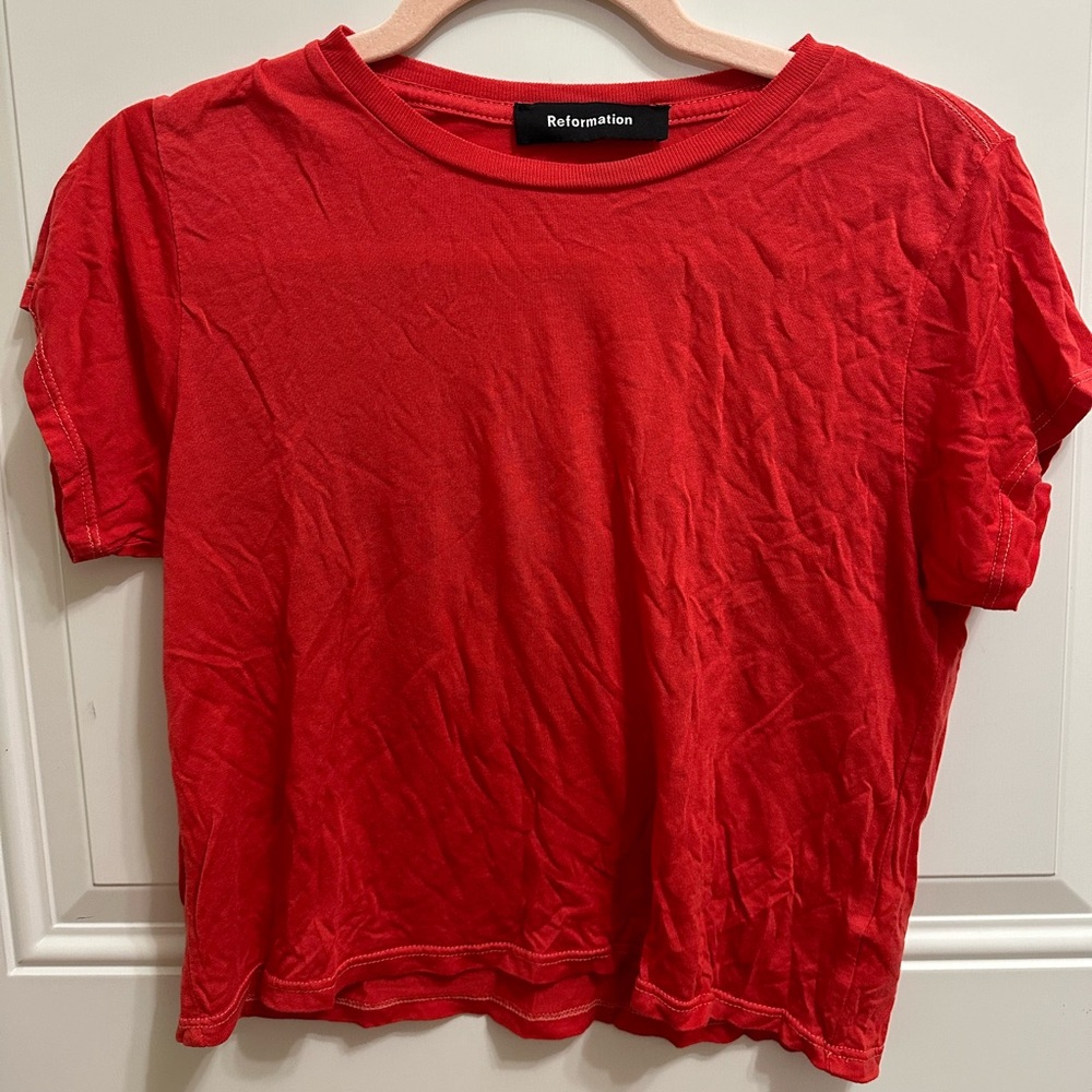 Reformation Red Cropped Tee